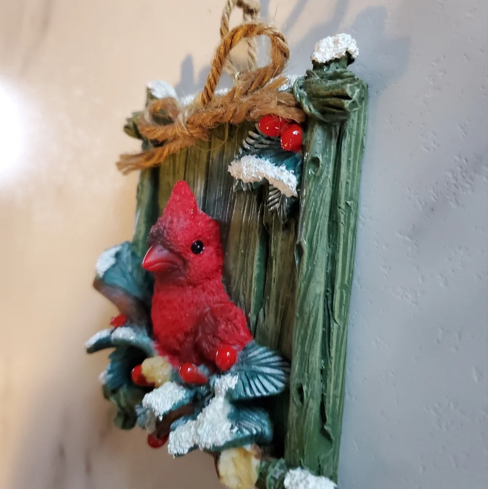 Cardinal & Snowy Holly Ornament